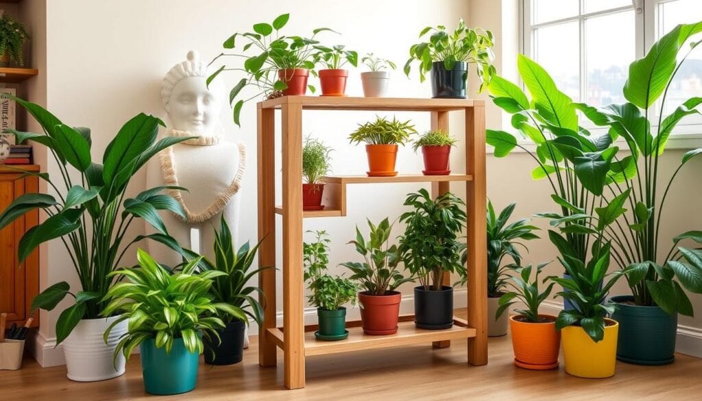 DIY plant stand for multiple potted plants