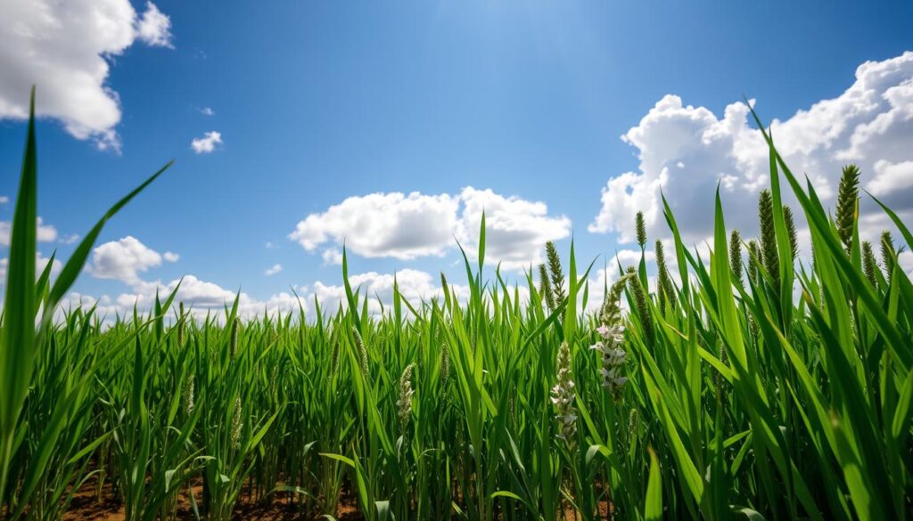 Sesame plant growing