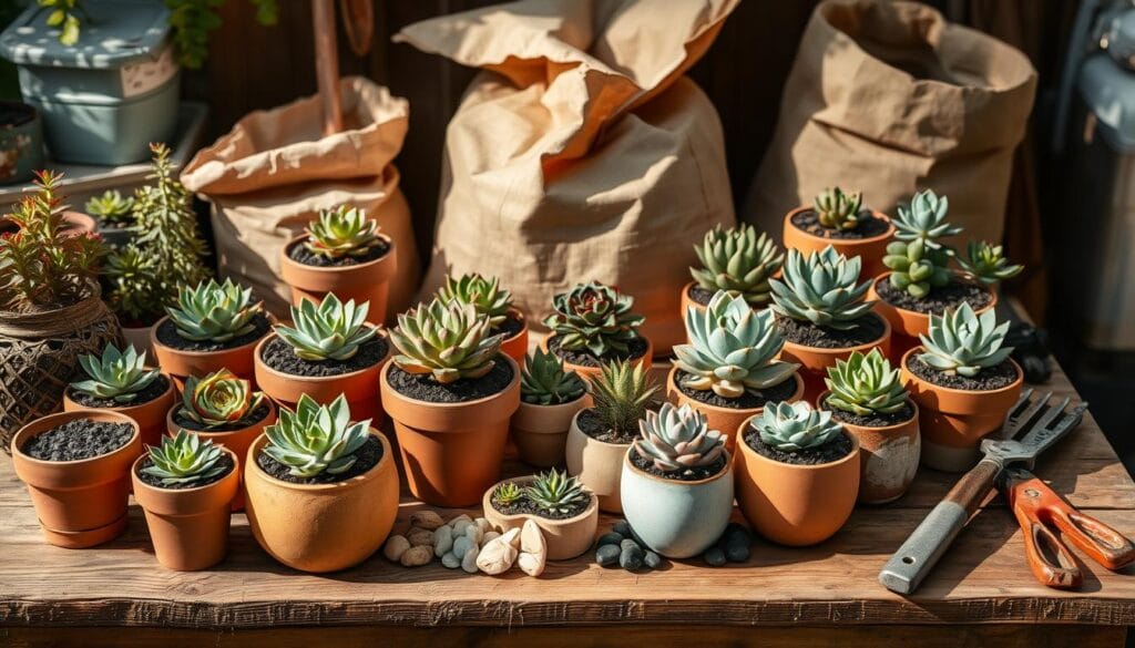 potting soil and containers for succulents